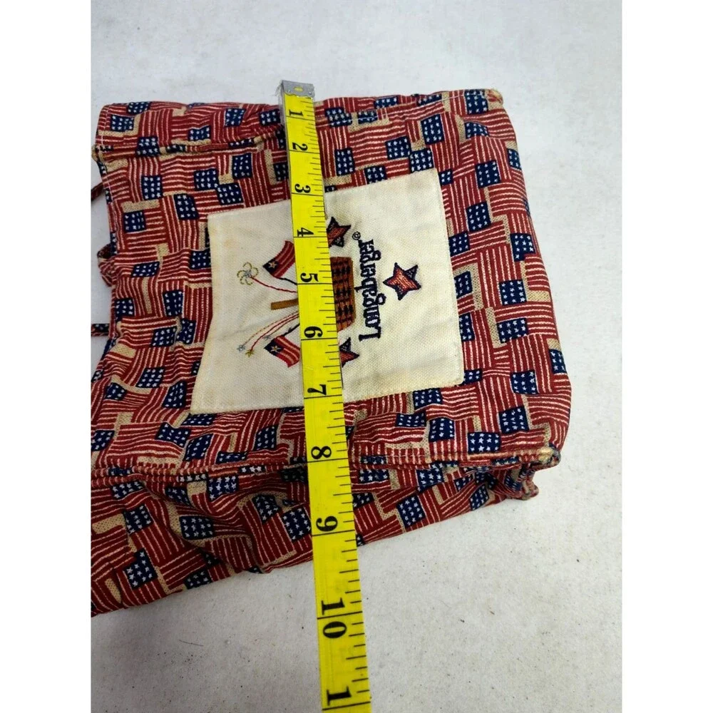 Longaberger Old Glory Small Tote Bag  Double Handle Red White Blue 8